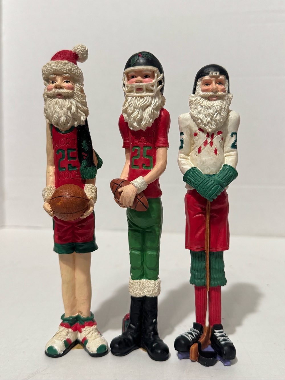 Festive Sports Santa Figurine - Red & Green Holiday Decor